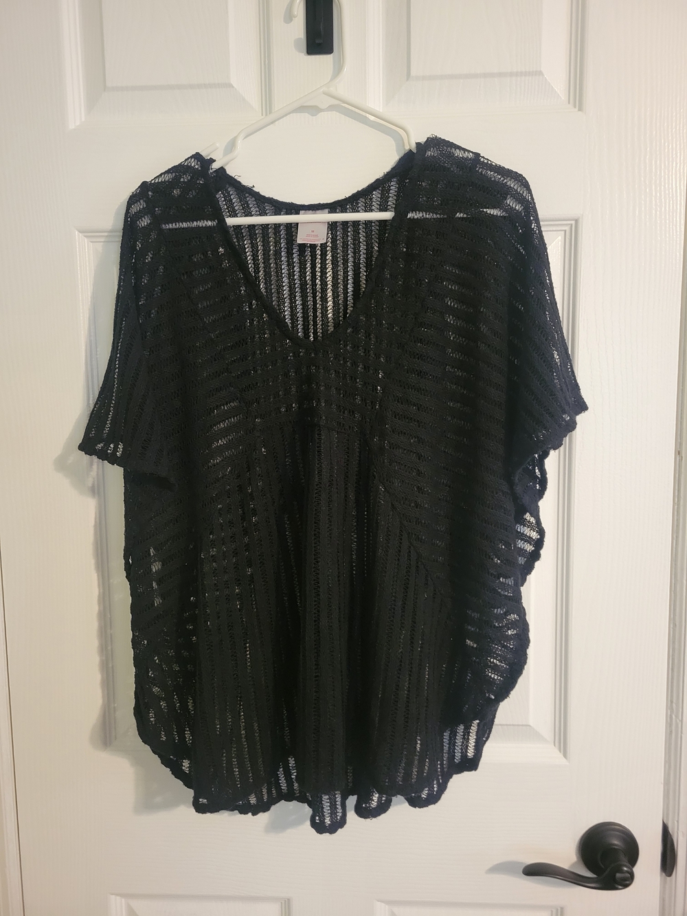 Xhilaration Black Open-Knit Swim Cover-Up Tunic
